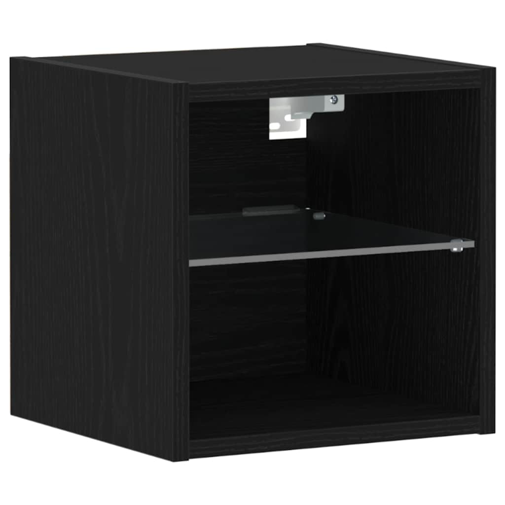 vidaXL LED Wand Nachttischschrank Schwarz 30 x 28,5 x 30 cm