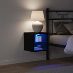 vidaXL LED Wand Nachttischschrank 2 pcs Schwarz 30 x 28,5 x 30 cm