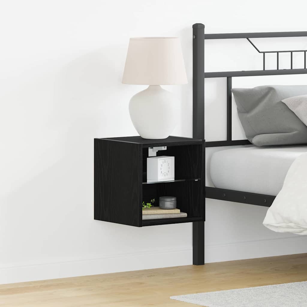 vidaXL LED Wand Nachttischschrank 2 pcs Schwarz 30 x 28,5 x 30 cm