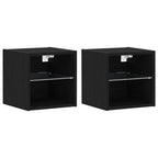 vidaXL LED Wand Nachttischschrank 2 pcs Schwarz 30 x 28,5 x 30 cm