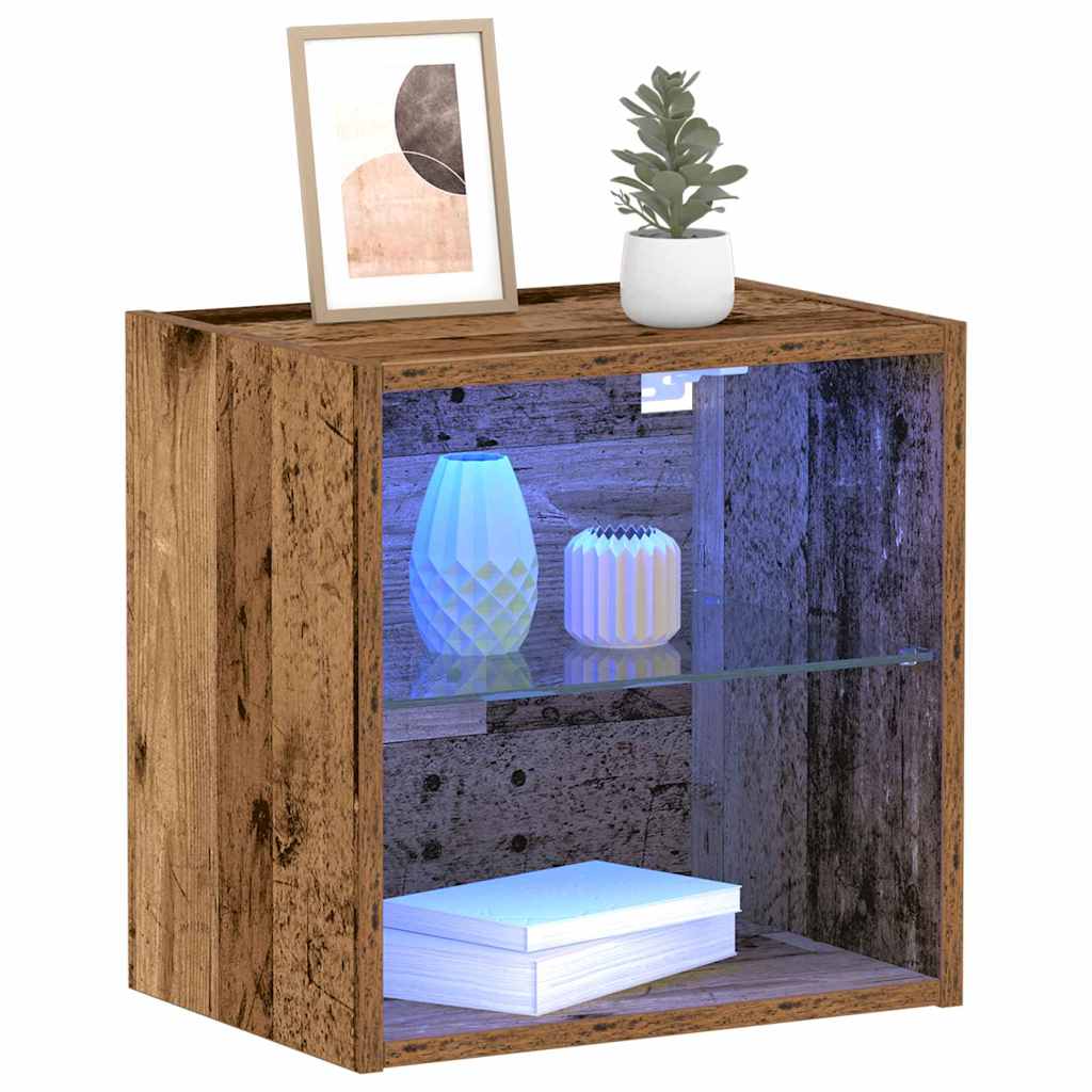 vidaXL Schwimmendes Regal mit LED-Licht 2 pcs Braun 40 x 28,5 x 40 cm