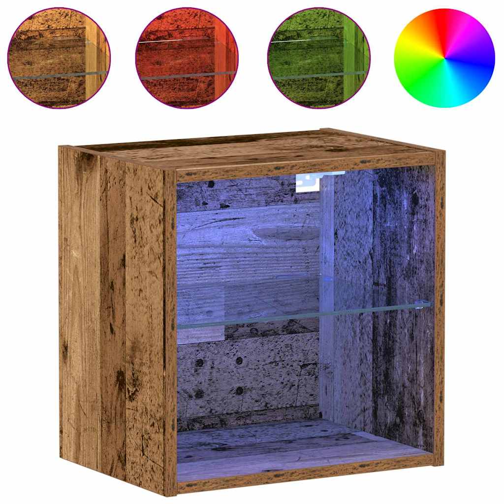 vidaXL Schwimmendes Regal mit LED-Licht 2 pcs Braun 40 x 28,5 x 40 cm