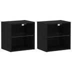 vidaXL Schwimmendes Regal mit LED-Licht 2 pcs Schwarz Holzwerkstoff
