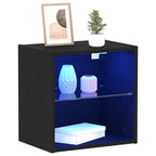 vidaXL Schwimmendes Regal mit LED-Licht 2 pcs Schwarz Holzwerkstoff