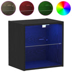 vidaXL Schwimmendes Regal mit LED-Licht 2 pcs Schwarz Holzwerkstoff