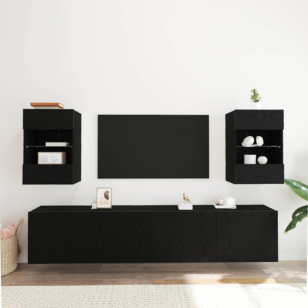 vidaXL TV-Schrankset 2 pcs Schwarz 40 x 30 x 60,5 cm Holzwerkstoff