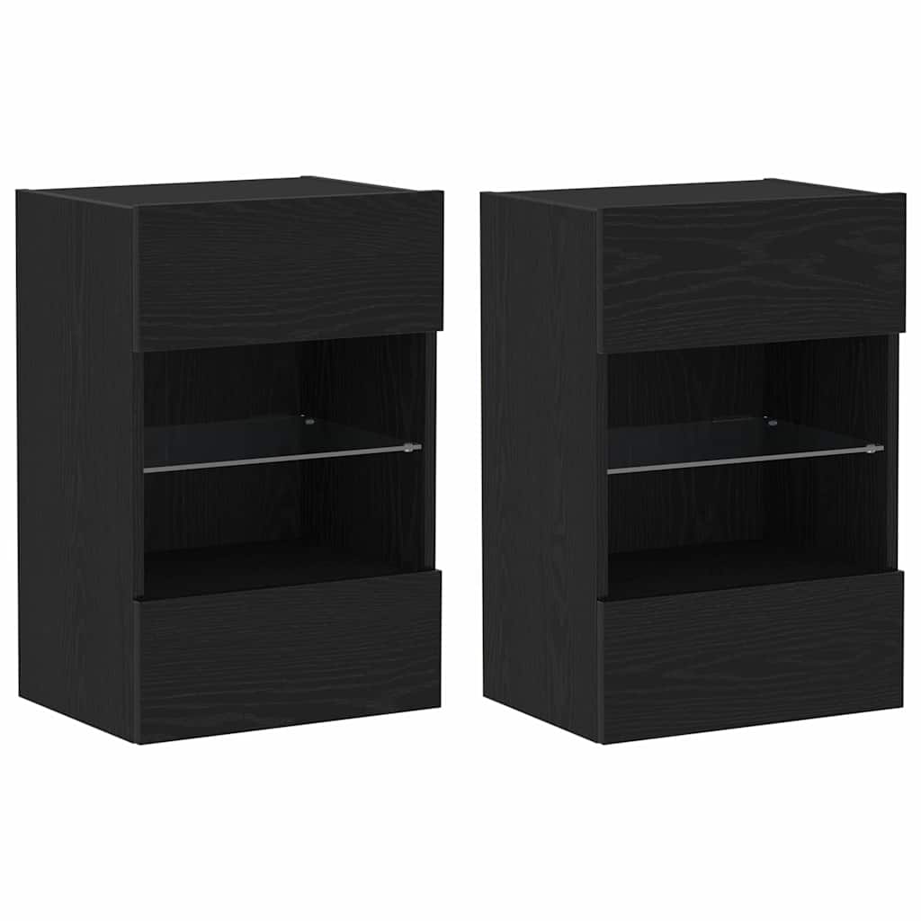 vidaXL TV-Schrankset 2 pcs Schwarz 40 x 30 x 60,5 cm Holzwerkstoff