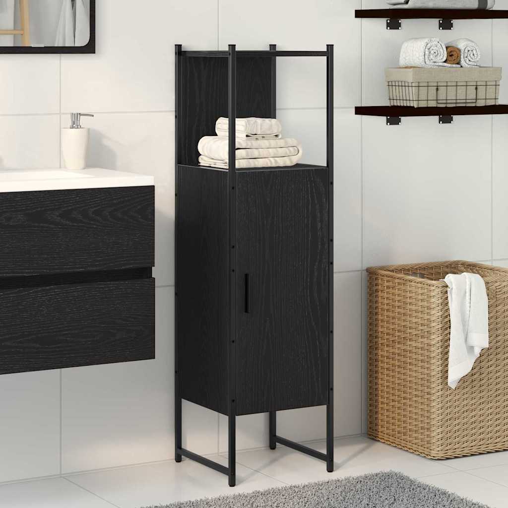 vidaXL Badezimmermöbel-Set Schwarz Eichen-Optik 33 x 33 x 120,5 cm