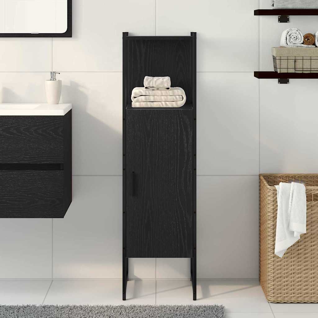 vidaXL Badezimmermöbel-Set Schwarz Eichen-Optik 33 x 33 x 120,5 cm