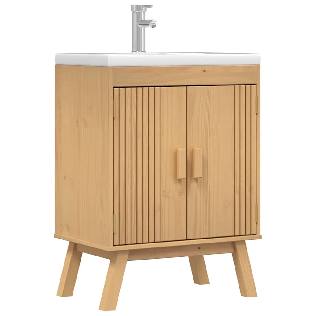 vidaXL Unterschrank Olden Braun 60 x 40 x 80 cm Massivholz Kiefer