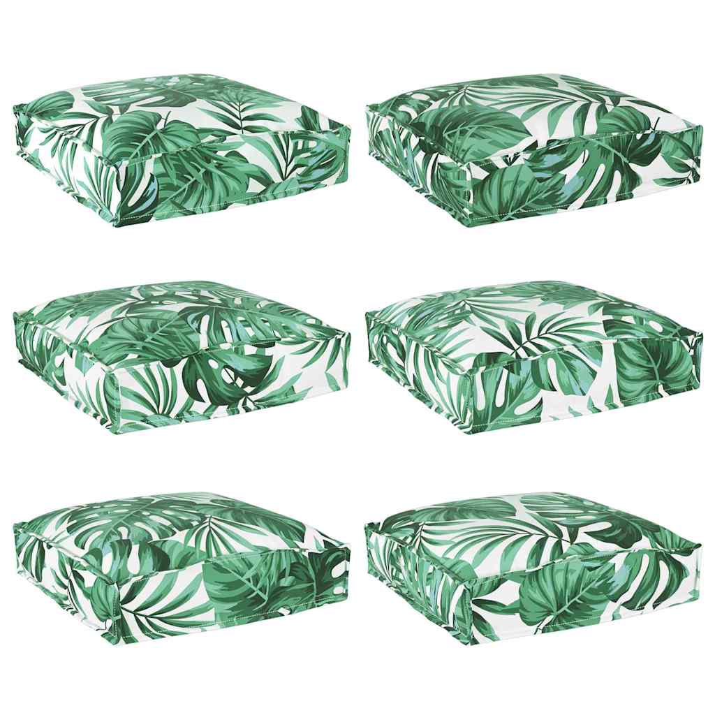 vidaXL Kissen Blatt 6 pcs Blattmuster 40 x 40 x 8 cm Oxford-Stoff