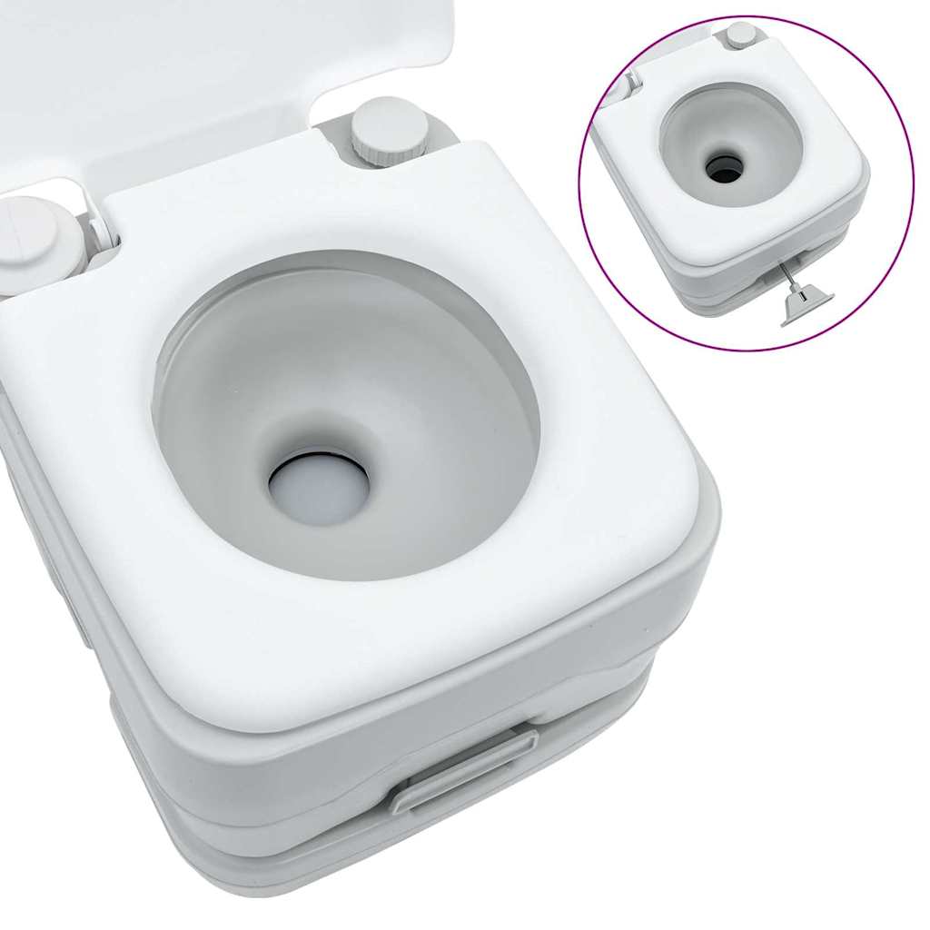 vidaXL Camping-Toilette Grau und Weiß 41,5 x 36,5 x 30 cm Polyethylen