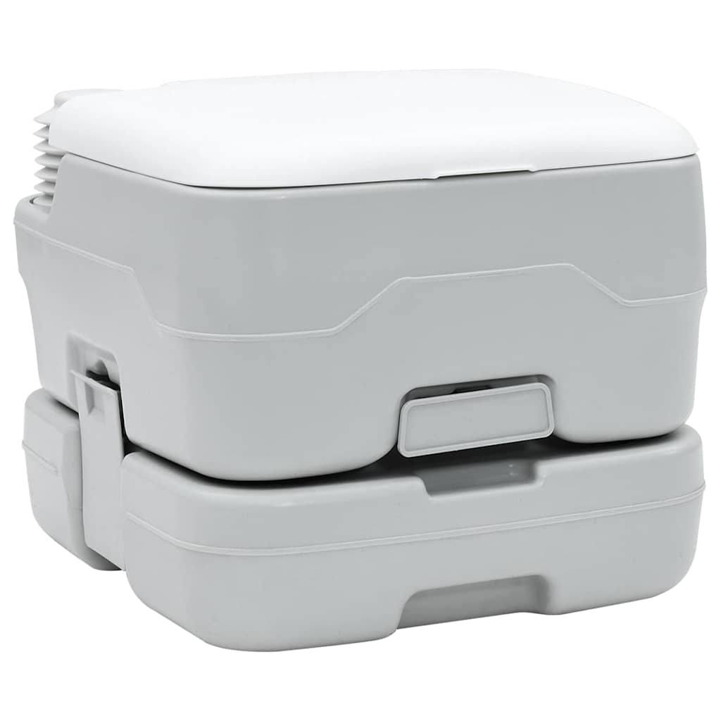 vidaXL Camping-Toilette Grau und Weiß 41,5 x 36,5 x 30 cm Polyethylen