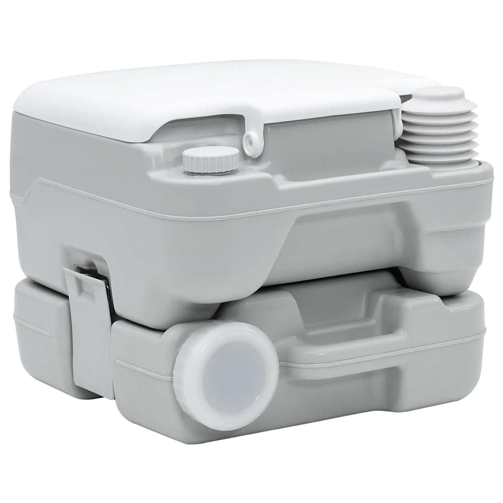 vidaXL Camping-Toilette Grau und Weiß 41,5 x 36,5 x 30 cm Polyethylen