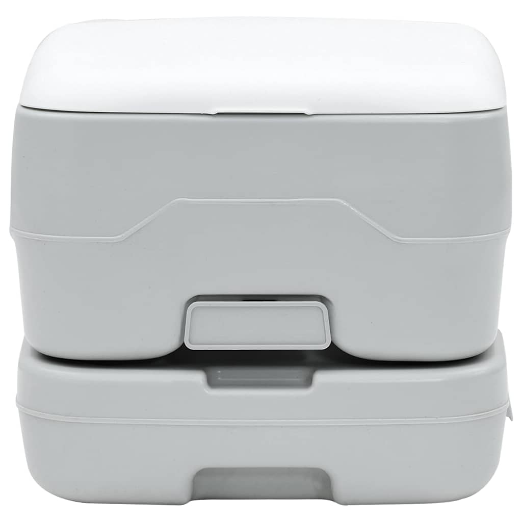 vidaXL Camping-Toilette Grau und Weiß 41,5 x 36,5 x 30 cm Polyethylen