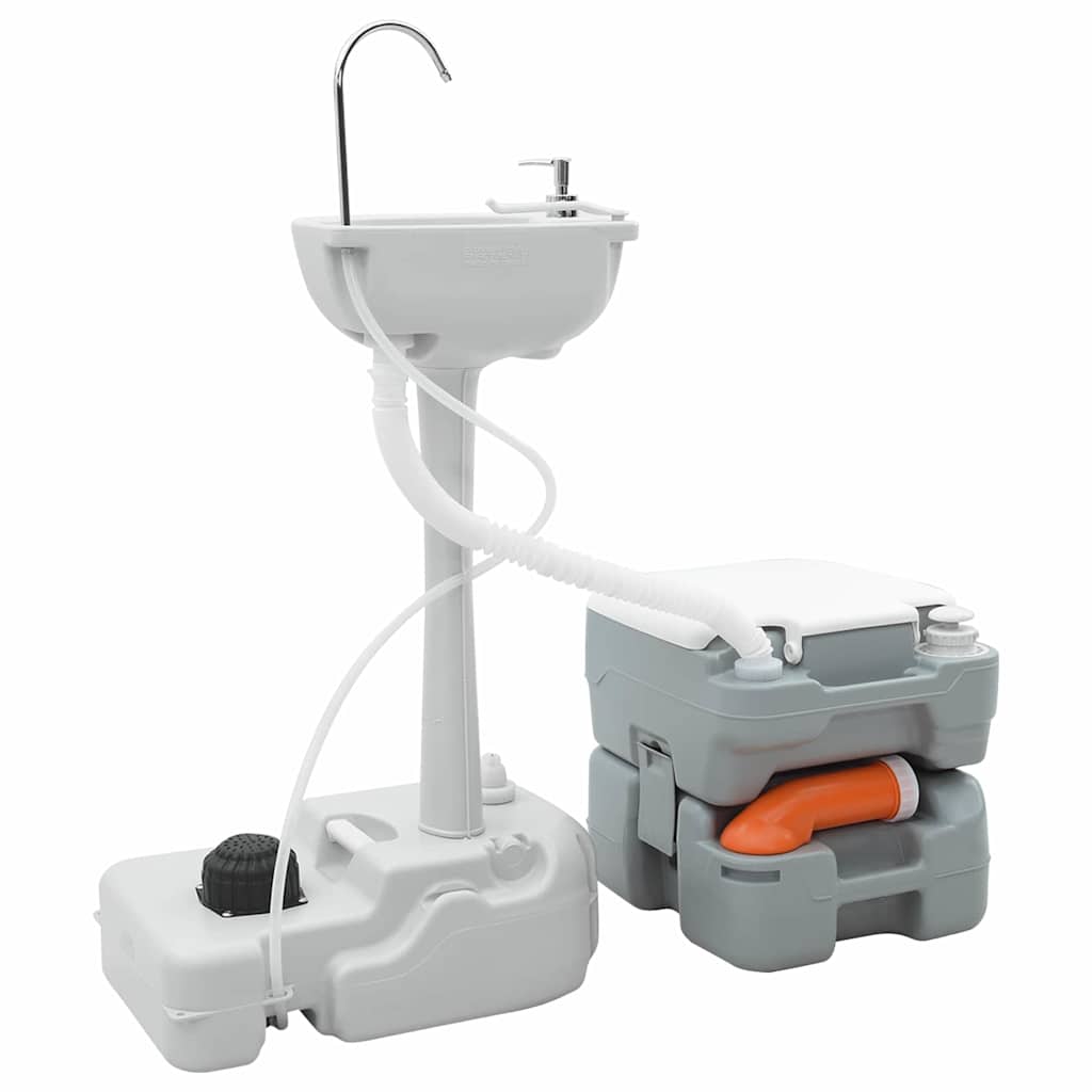 vidaXL Camping Toiletten-Set 2 pcs Grau 50,5 x 33 x 103 cm