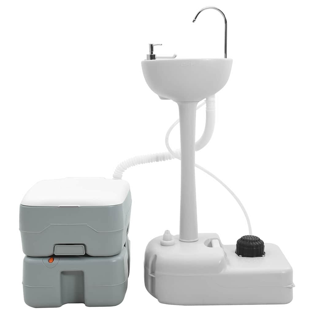 vidaXL Camping Toiletten-Set 2 pcs Grau 50,5 x 33 x 103 cm