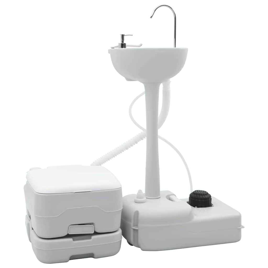 vidaXL Camping Toiletten-Set 2 pcs Grau und Weiß