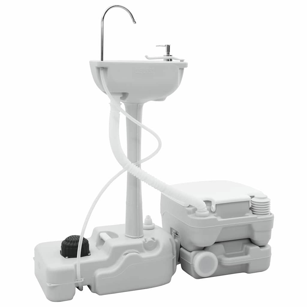 vidaXL Camping Toiletten-Set 2 pcs Grau und Weiß