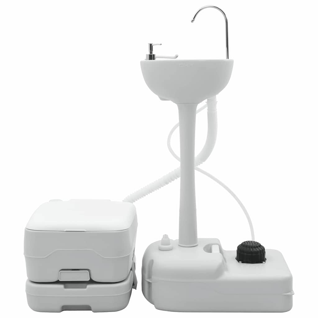 vidaXL Camping Toiletten-Set 2 pcs Grau und Weiß