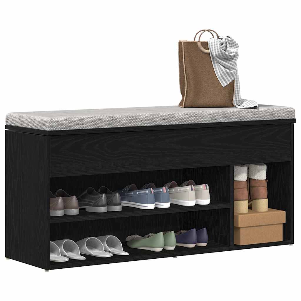 vidaXL Schuhbank Schwarz Eichen-Optik 102x30,5x45 cm Holzwerkstoff