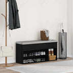 vidaXL Schuhbank Schwarz Eichen-Optik 102x30,5x45 cm Holzwerkstoff