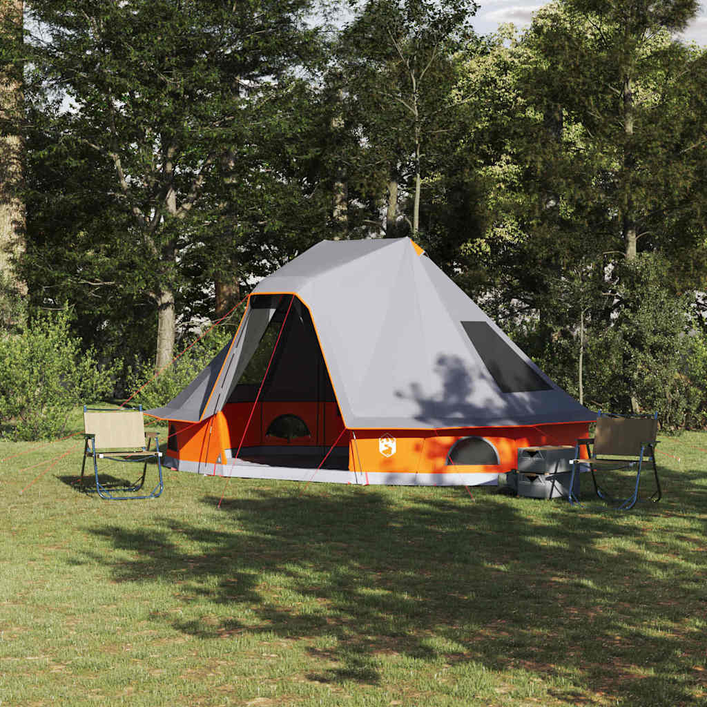 vidaXL Tipi Zelt mit Dach Grau und Orange 466 x 310 x 240 cm Taft