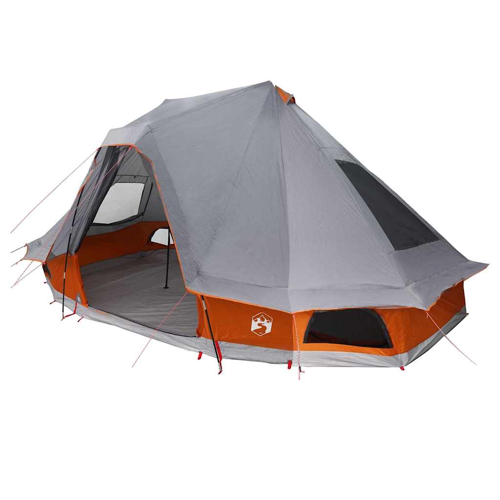 vidaXL Tipi Zelt mit Dach Grau und Orange 466 x 310 x 240 cm Taft