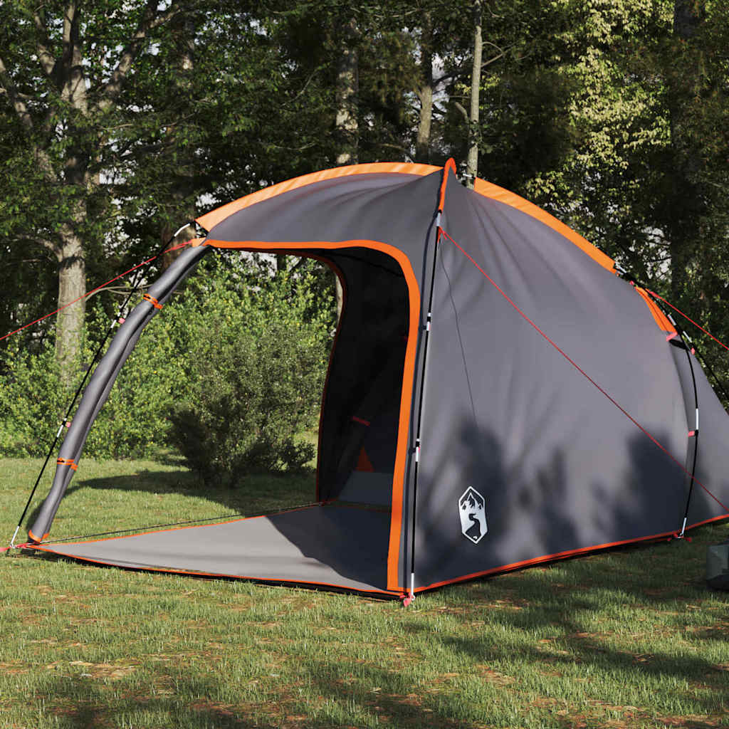 vidaXL Hütten-Zelt mit Dach Grau und Orange 370 x 230 x 185 cm Taft