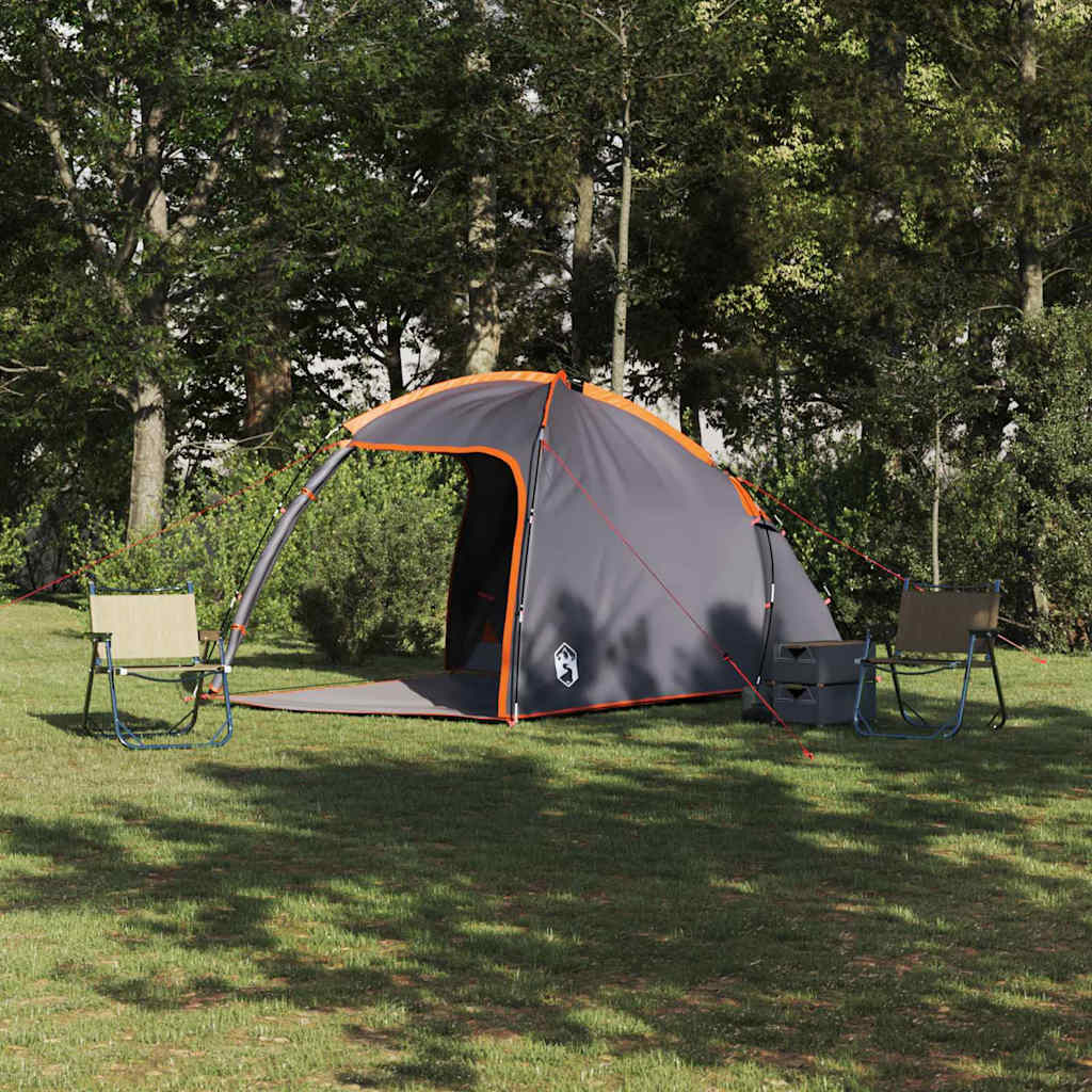 vidaXL Hütten-Zelt mit Dach Grau und Orange 370 x 230 x 185 cm Taft