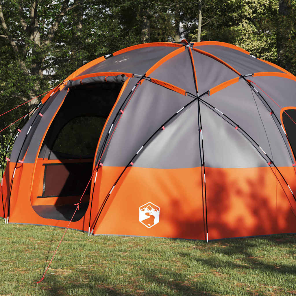 vidaXL Kuppelzelt mit Dach Grau und Orange 475 x 475 x 235 cm Taft