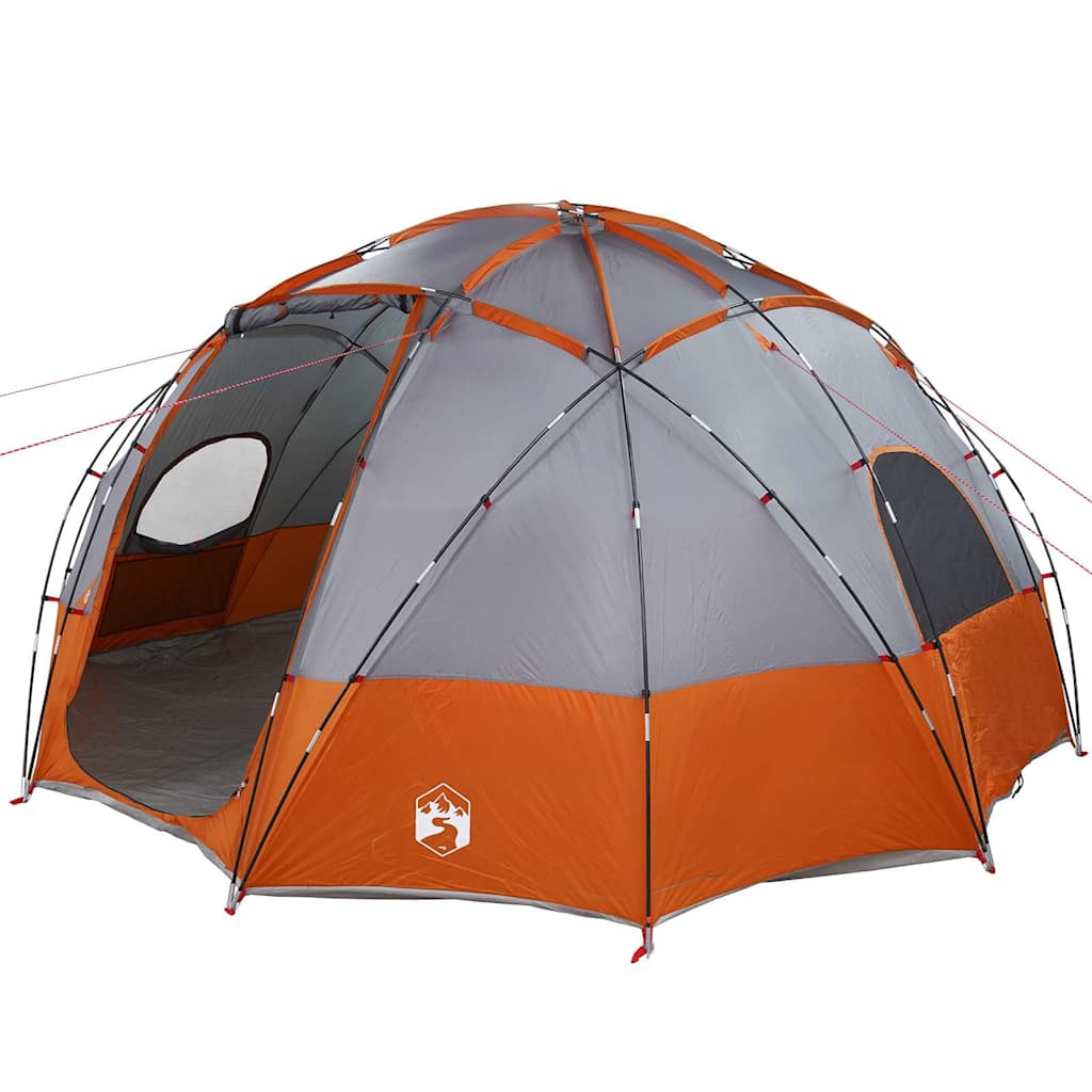 vidaXL Kuppelzelt mit Dach Grau und Orange 475 x 475 x 235 cm Taft