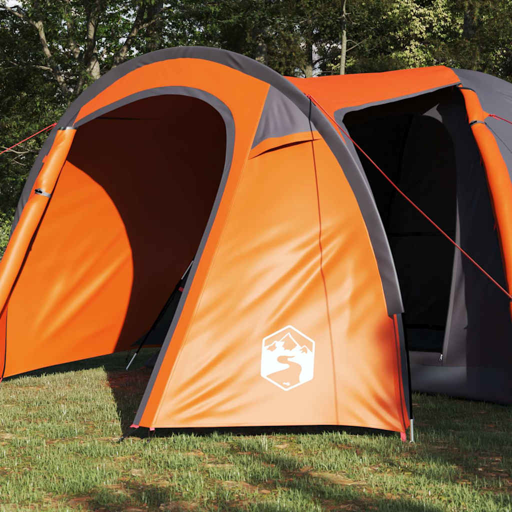vidaXL Kuppelzelt Kuppel mit Dach Grau und Orange 384 x 254 x 170 cm
