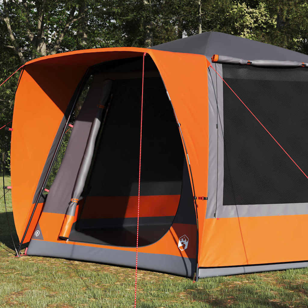 vidaXL Campingzelt Hütte Grau und Orange 420 x 420 x 227 cm Polyester