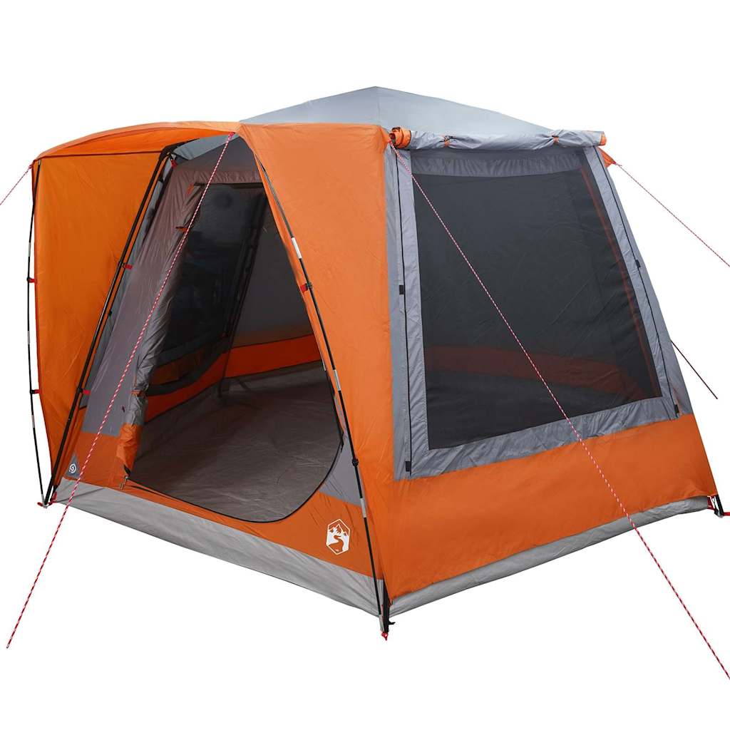 vidaXL Campingzelt Hütte Grau und Orange 420 x 420 x 227 cm Polyester