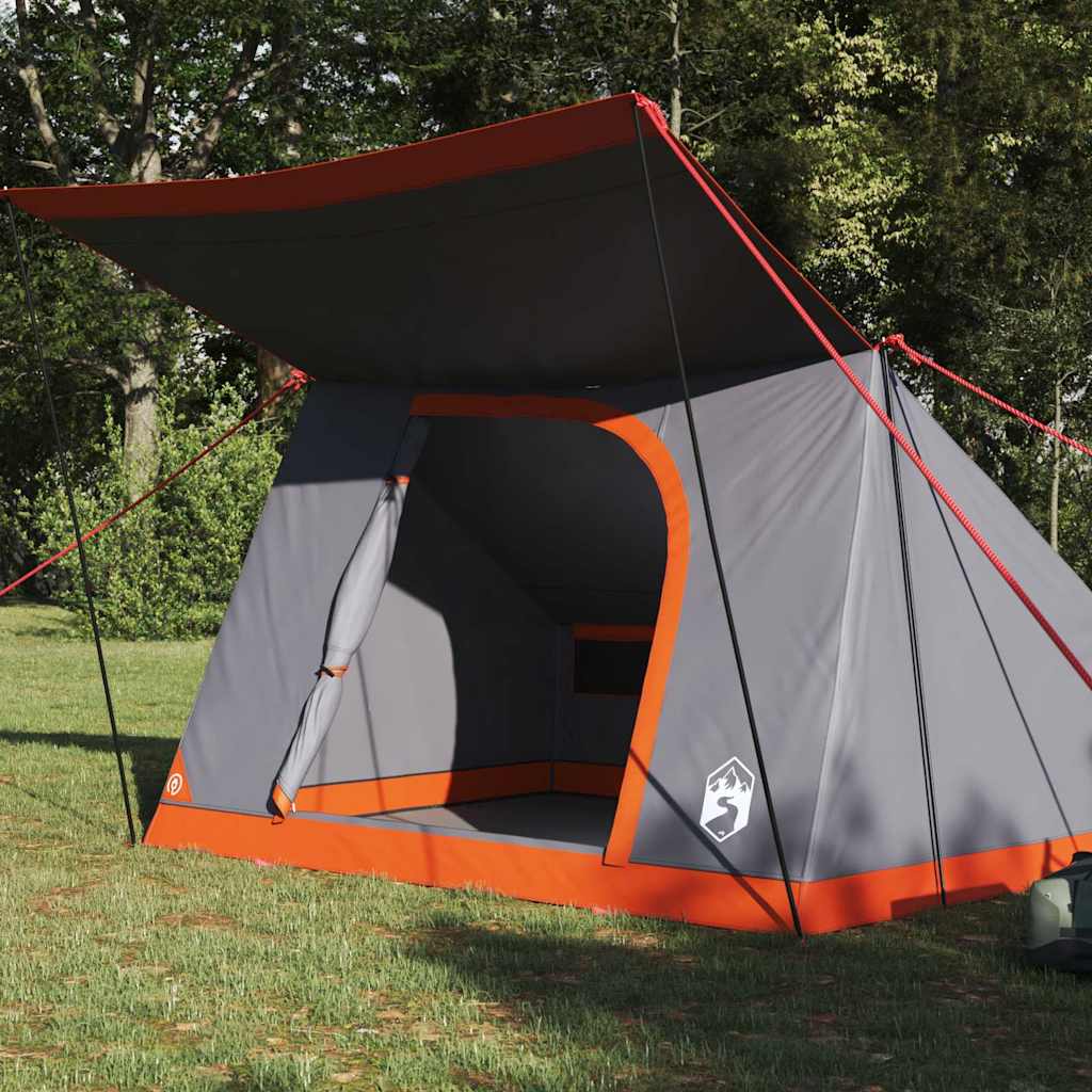 vidaXL Campingzelt mit Dach Grau und Orange 282 x 225 x 154 cm Taft