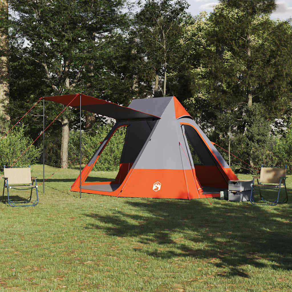 vidaXL Campingzelt mit Dach Grau und Orange 282 x 225 x 154 cm Taft