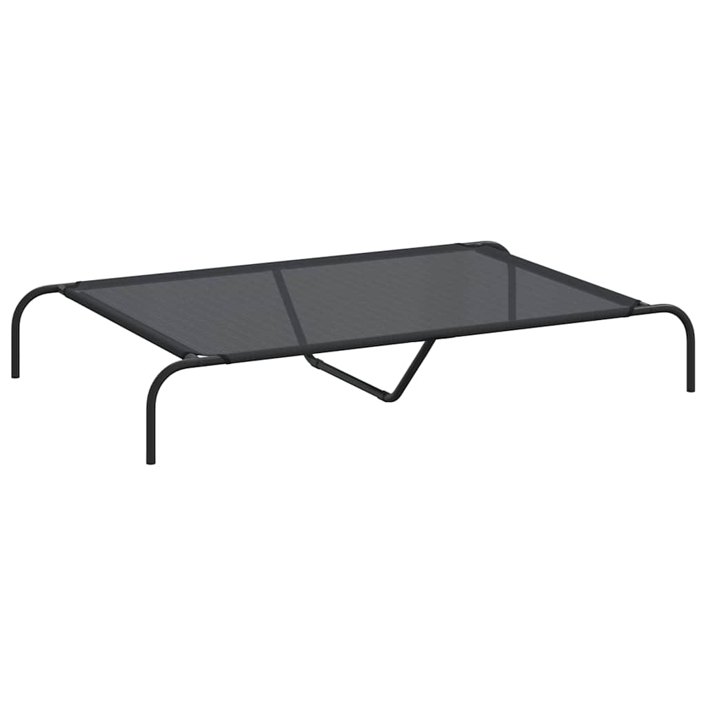 vidaXL Hundebett Erhöht Schwarz 130x80x20 cm Textilene und Stahl