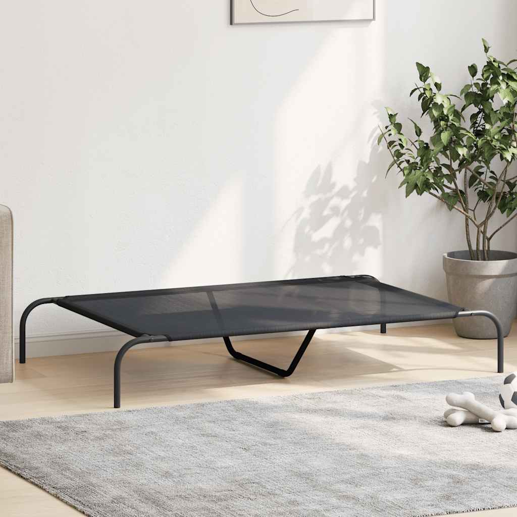 vidaXL Hundebett Erhöht Schwarz 130x80x20 cm Textilene und Stahl