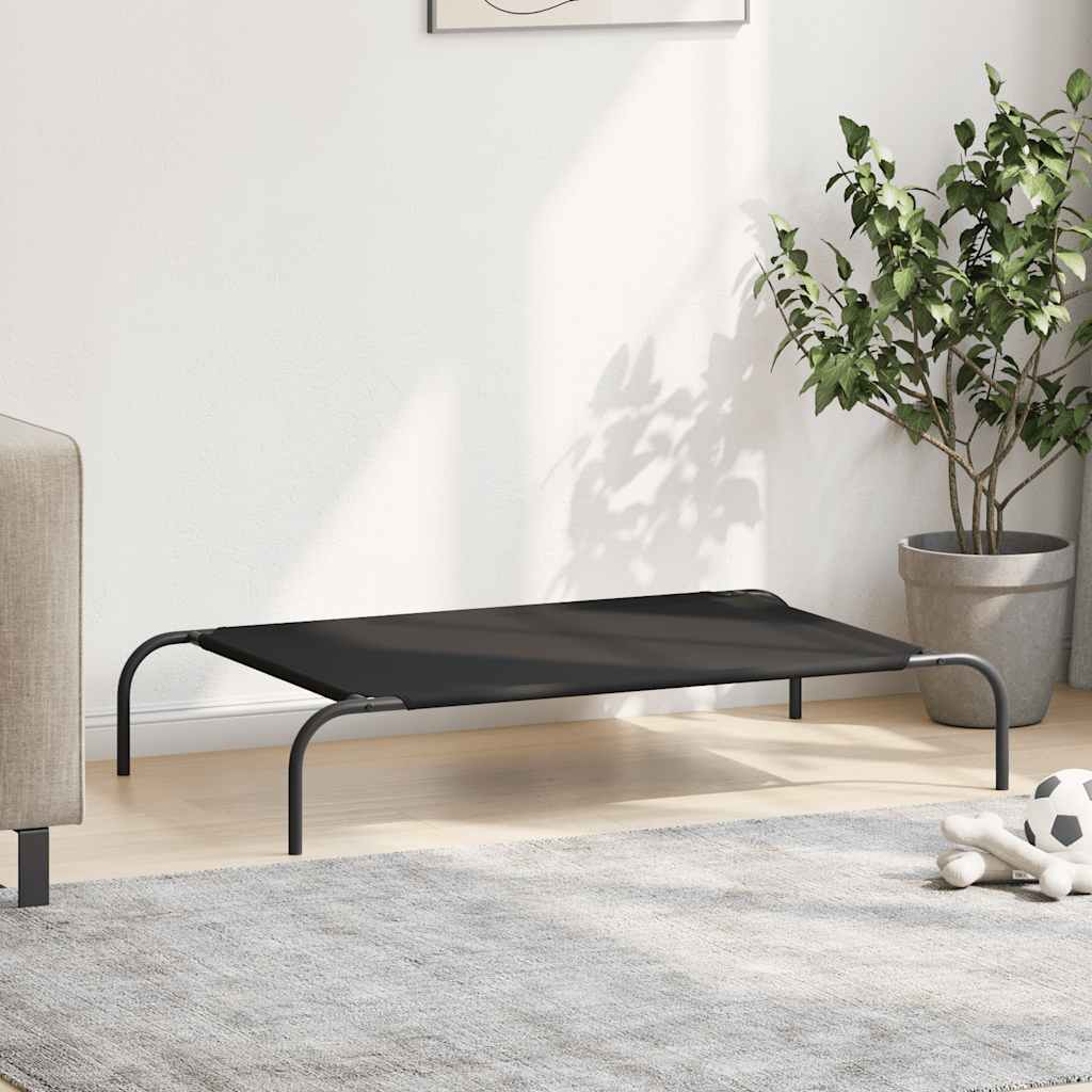 vidaXL Hundebett Erhöht Schwarz 110x65x20 cm Oxford-Gewebe und Stahl