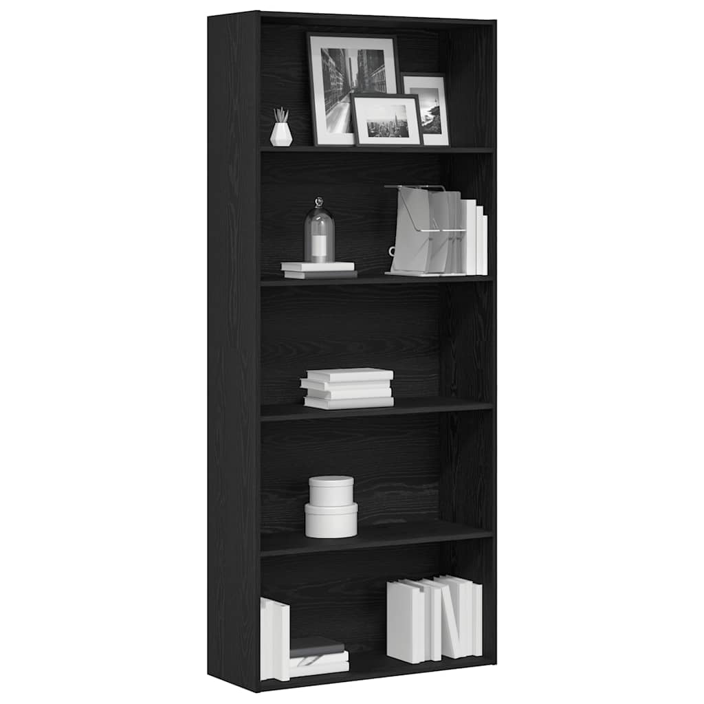 vidaXL Bücherregal Schwarz Eichen-Optik 80x30x189 cm Holzwerkstoff