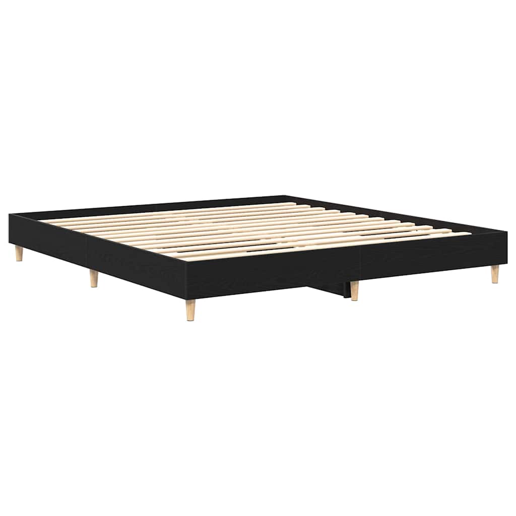 vidaXL Bettrahmen Schwarz Eichen-Optik 203 x 203 x 25 cm Holzwerkstoff