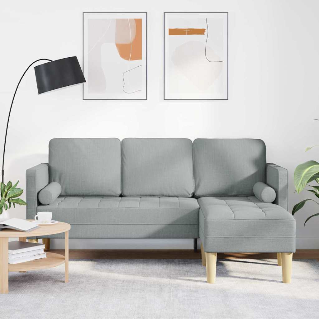 vidaXL Sofa Set mit Kissen Hellgrau Polyester