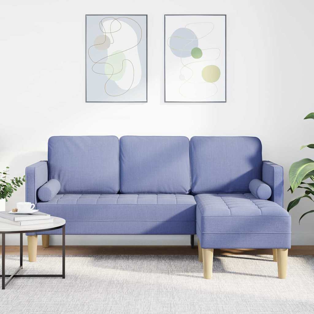 vidaXL Sofa Set mit Kissen Jeans blau Polyester