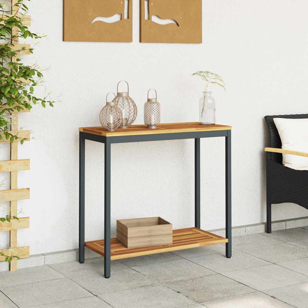 vidaXL Tisch für Outdoor Natürlich und Schwarz 80 x 35 x 75 cm