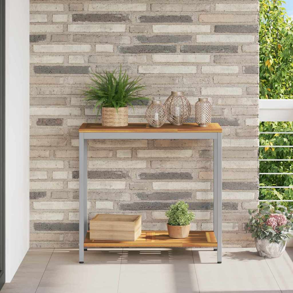 vidaXL Tisch für Outdoor mit Regal Natürlich und Grau 80 x 35 x 75 cm