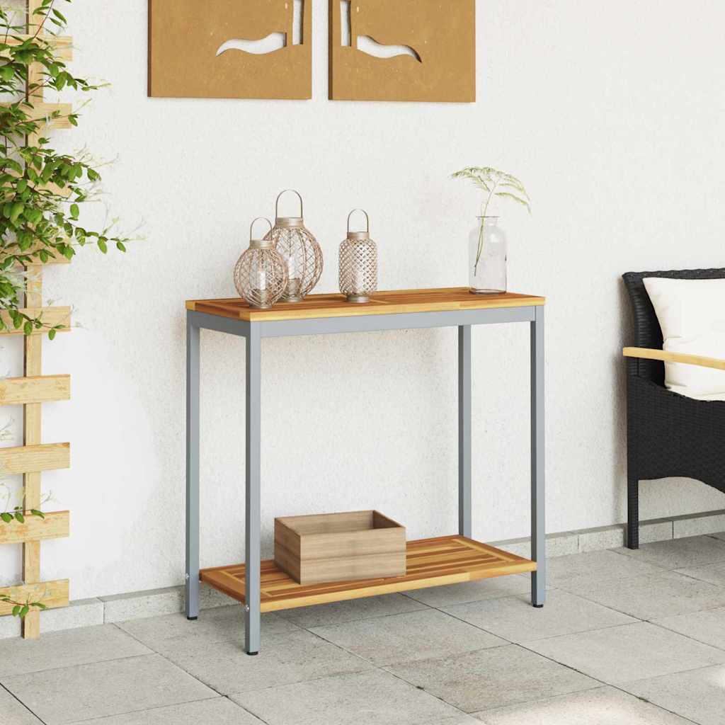 vidaXL Tisch für Outdoor mit Regal Natürlich und Grau 80 x 35 x 75 cm