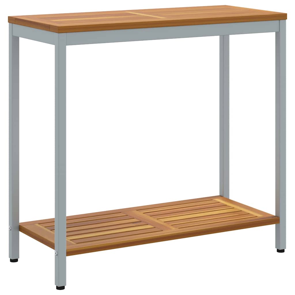 vidaXL Tisch für Outdoor mit Regal Natürlich und Grau 80 x 35 x 75 cm