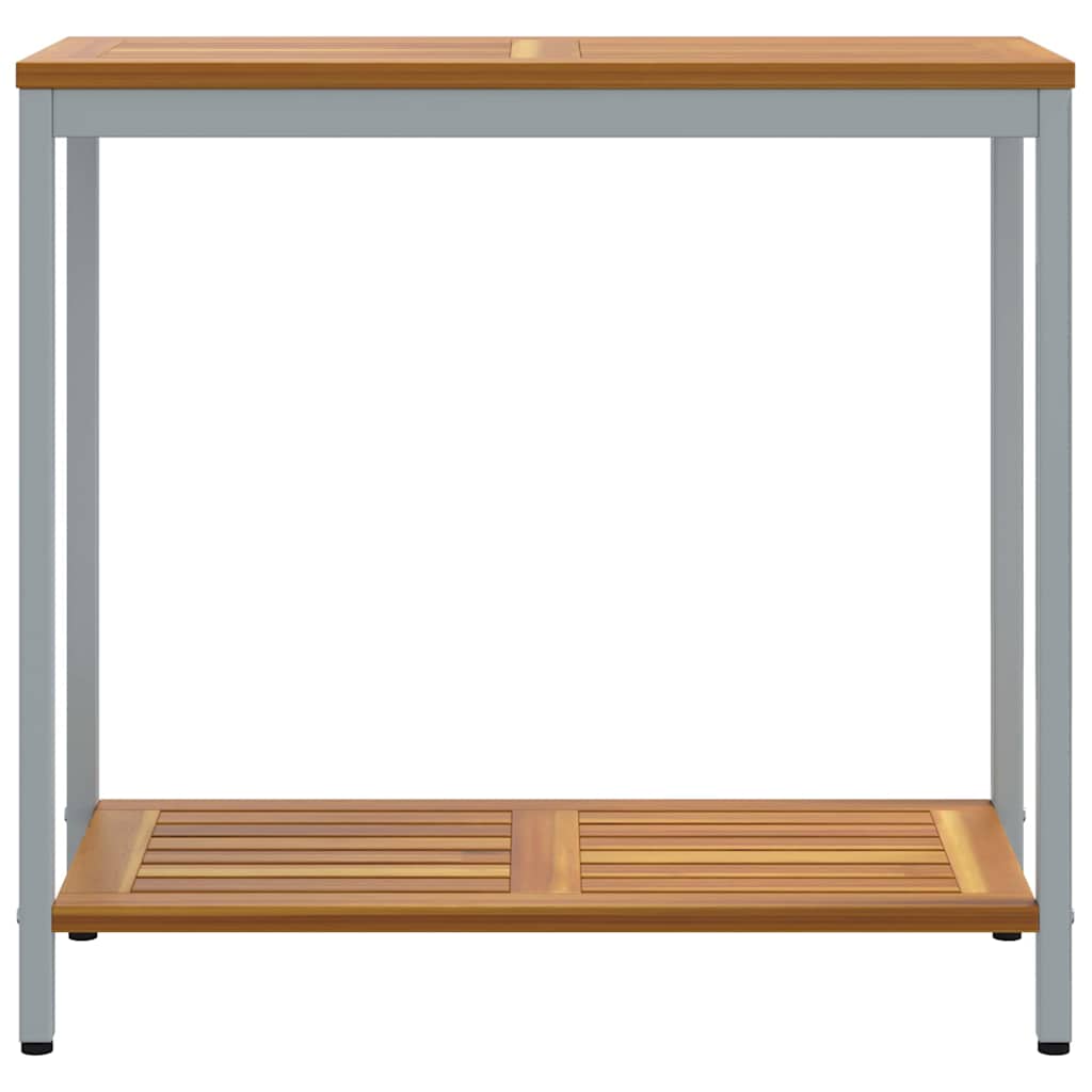 vidaXL Tisch für Outdoor mit Regal Natürlich und Grau 80 x 35 x 75 cm