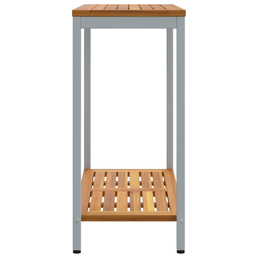 vidaXL Tisch für Outdoor mit Regal Natürlich und Grau 80 x 35 x 75 cm